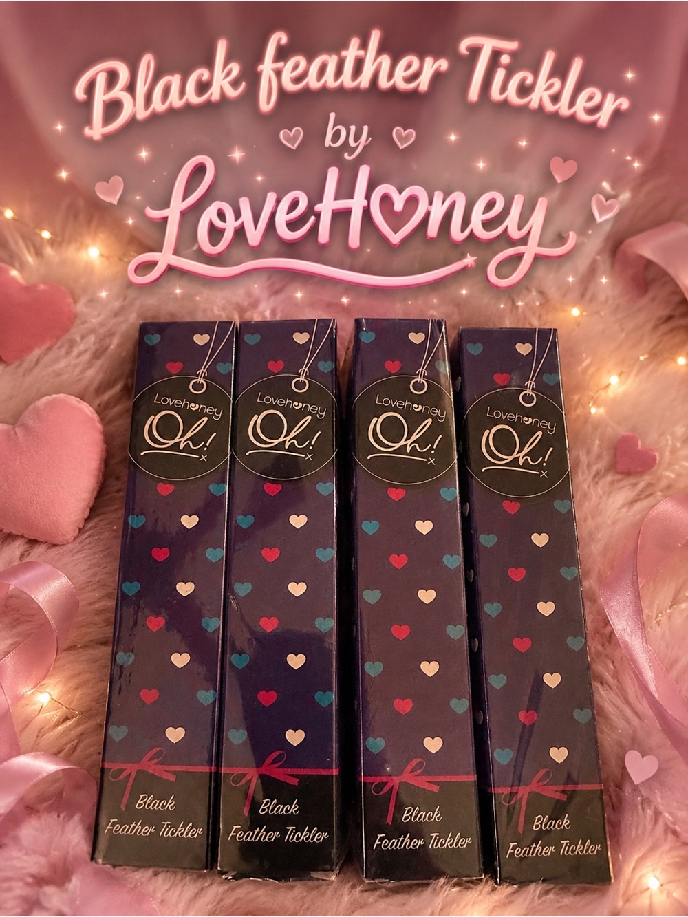 LoveHoney Black Feather Tickler (Set of 4)